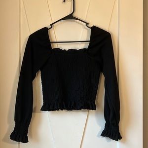 Cropped long sleeve blouse black